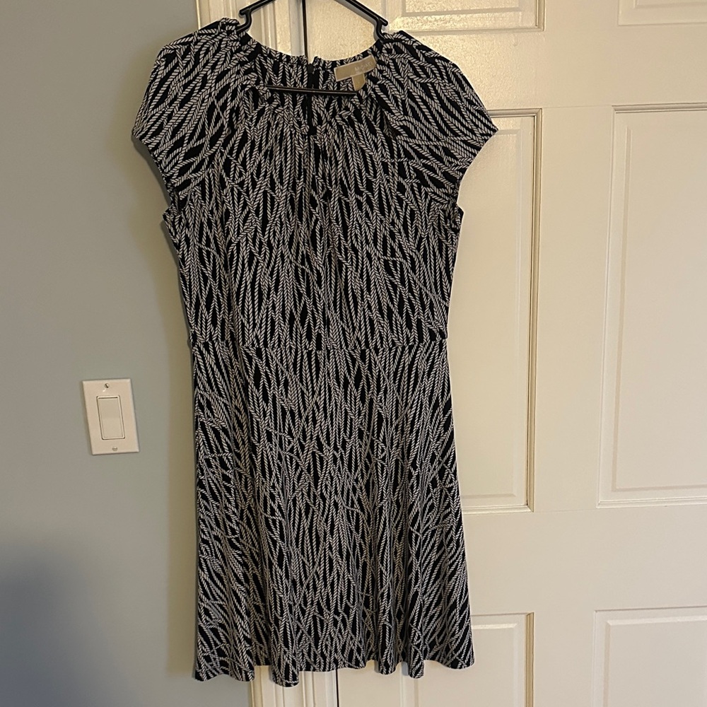 Michael Kors Black and White Midi Dress